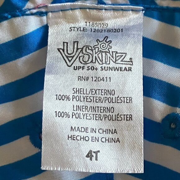 Sun Protection UVSKINZ 4T Girls Pool Hat Beach Bucket Cap Pink Blue Reversible - Picture 3 of 6